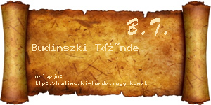 Budinszki Tünde névjegykártya